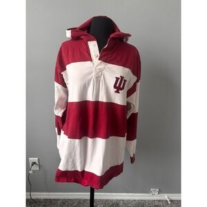 Vintage Casual Indiana university Hoosiers Rugby Shirt Hooded Striped Pullover